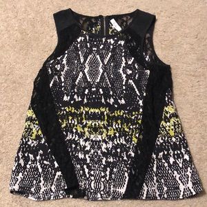 Black, Yellow, White tank top with pops of neon!